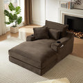 67 Chaise Lounge Chair Indoor Oversized Plush Corduroy Sleeper Sofa Chair Bed with Cup Holder Side Pockets &amp Pillows Boneless Couch for Living Room Bedroom - Brown