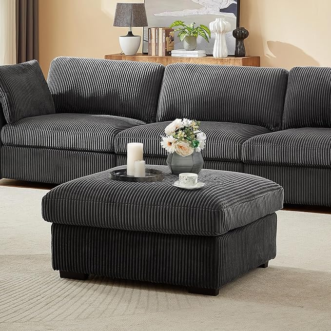 130 Sectional Couches for Living Room Boneless Couch Upholstered Cloud Couch Sectional Modular Sectional Sofa with L Shaped (Dark Grey 3 Seat+1 Ottoman)