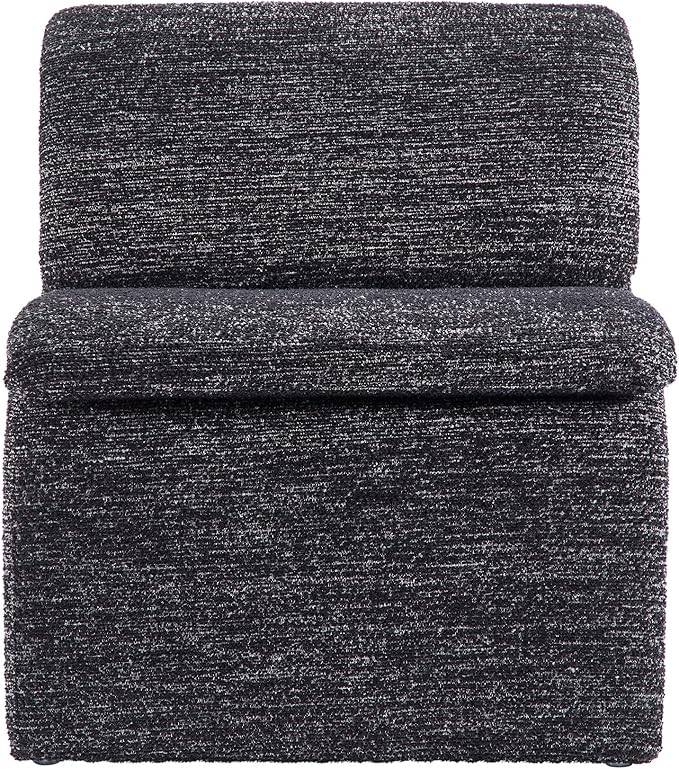 Modway Lume Curved Lounge Chair in Charcoal Boucle Fabric – Modern Upholstered Armless Accent Chair with Padded Cushion - Unique Slipper Chair for Bedroom or Living Room