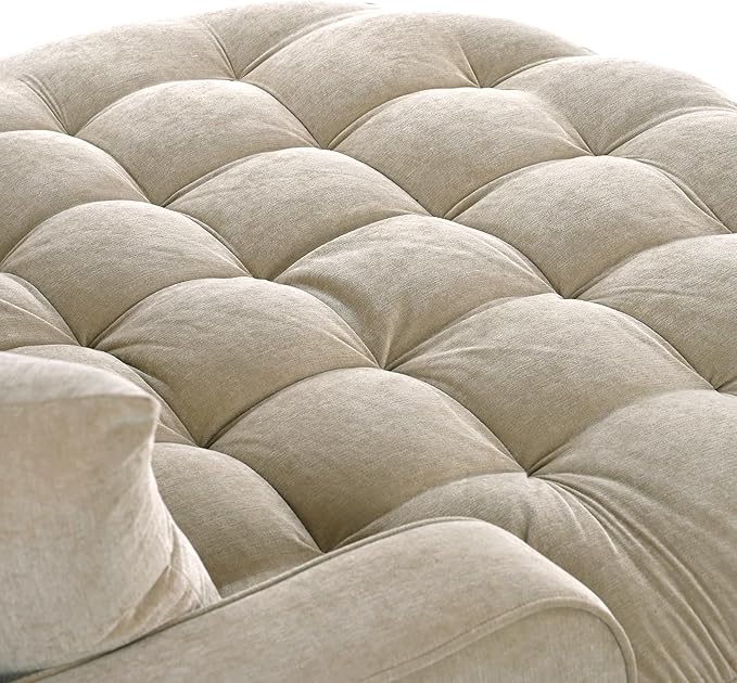 55 Oversized Chaise Lounge Indoor Chenille Upholstered Cozy Lounger Sofa Bed Sleeper Couch Daybed  Extra Wide Deep Seat Padded Sofabed with 9 Thicked Cushions and Throw Pillows for Living Room