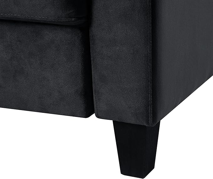 Velvet Upholstered Loveseat Living Room Mordern Couch 2-Seater Sofa with Tufted Back Cushion for ApartmentOffice Black