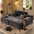 ovios 75 Oversized Sectional Double Lounge Chaise with Cloud Plush Sofa Bed No Assembly Required Fluffy Modern Sleeper Loveseat Chair for Indoor Living Room Bedroom Reading Black (Plush Fabric)