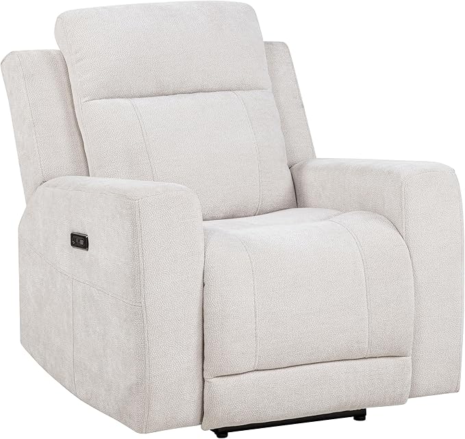 Coaster Home Furnishings - Kennett - Chenille Upholstered Power Recliner Chair with Push-Button Mechanism Built-in Ports Padded Headrest - Living Room - Ivory - 610153P