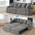 82.7’’ King Size Light Grey Pull Out Sofa Bed 3 in 1 Convertible Sleeper Sofa Bed with Futon Sofa  Chenille Loveseat Couch Bed with USB and Storage Pockets for Living RoomBedroom Pet-Friendly | Pu