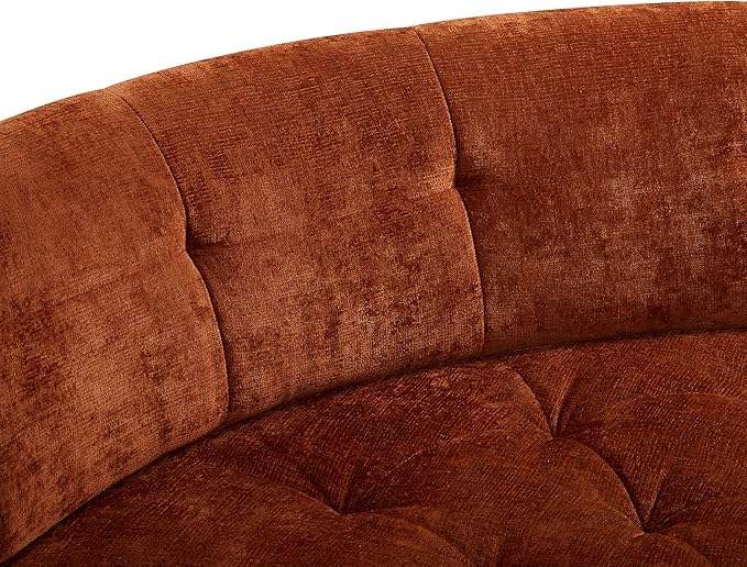 119'' Sectional Sofa Curved L-Style Right-Hand Facing Couch with Fully Upholstered Arms Tufted Design Modern Minimalist Look Dark Orange