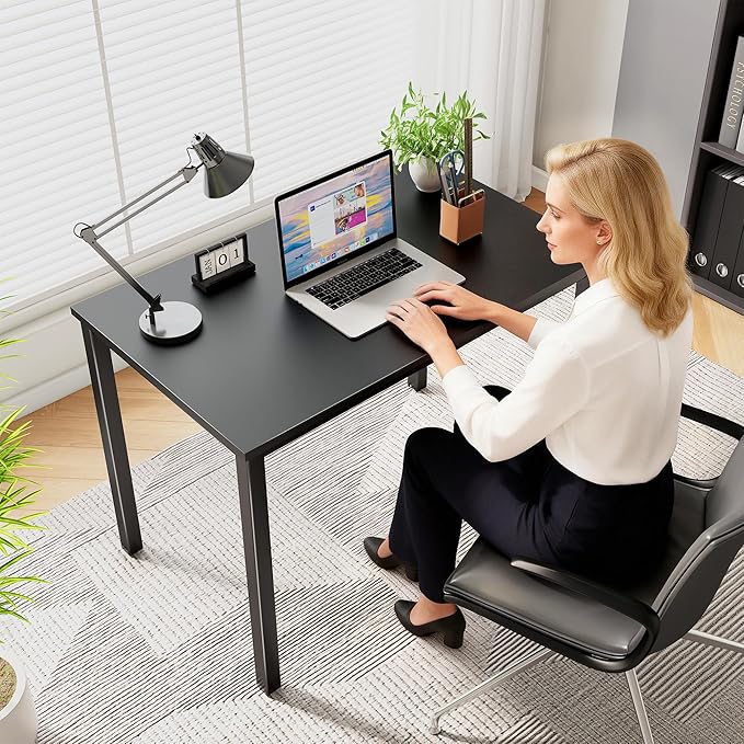 40 Inch Computer Desk Small Home Office Desk with Deeper Desktop Study Writing Gaming Table Modern Simple PC Desk for Office Home Bedroom Easy Assembly Adjustable Feet Black
