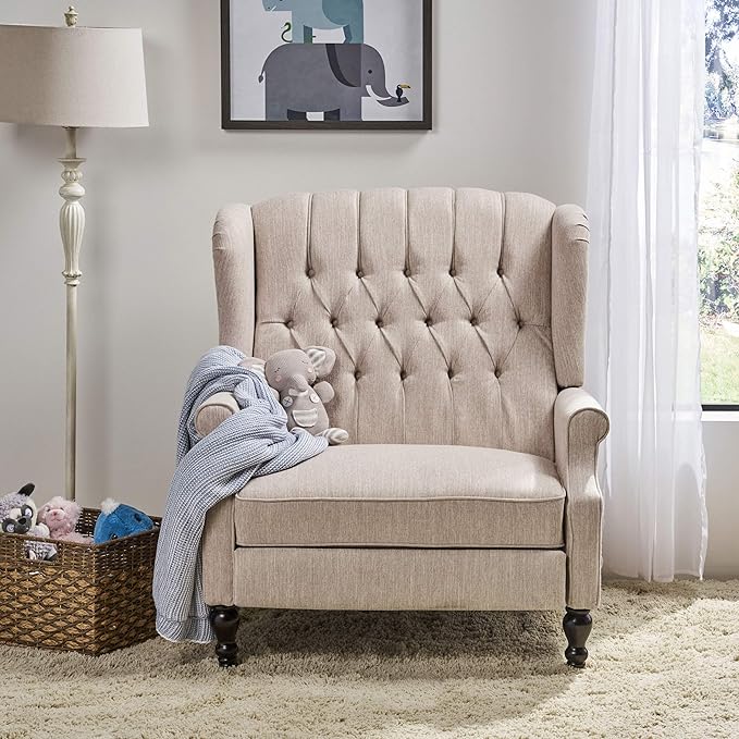 Christopher Knight Home Salome Push Back Recliner Beige Dark Brown