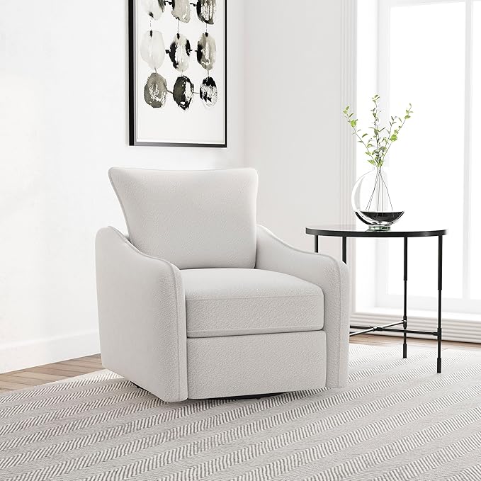 Coaster Home Furnishings Madia Upholstered Slope Arm Swivel Club Chair Vanilla