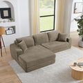 112.6” Modular Sectional Sofa Oversized Cloud L Shaped Couch Comfy Upholstered Corduroy Compressed Sofa with Left Facing Chaise and Wide Arms Fluffy Boneless Sofa Bed for Living Room Office Brown