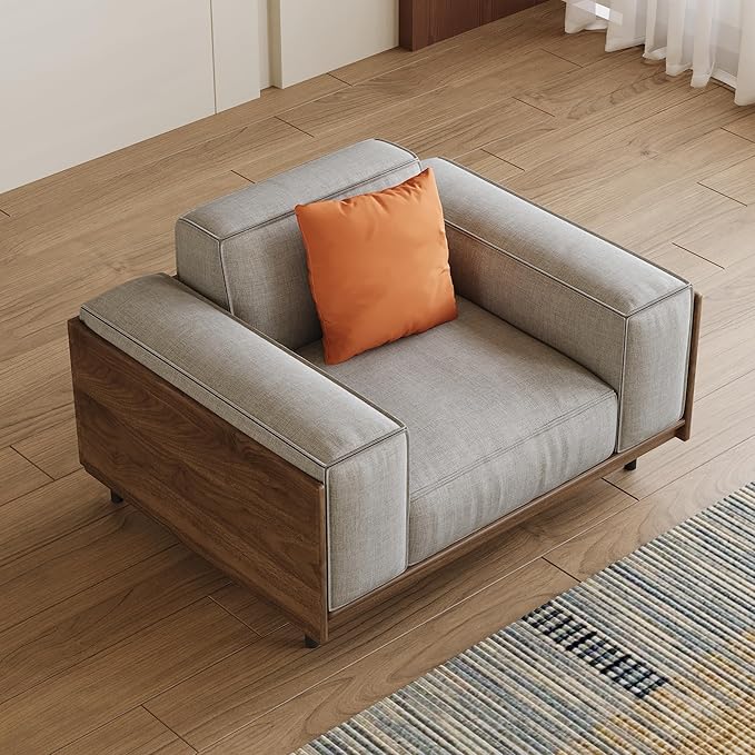 Modern-style 40.94 fabric sofa with solid wood frame and high-density sponge cushioning designed for easy assembly. A single-seater set suitable for living rooms and offices. (40.94inch-Armchair)