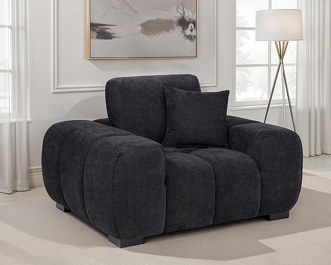 Coaster Home Furnishings - Octavia - Fabric Upholstered Accent Chair with Track Arms Tufted Back Curved Shape and Pocket Coil Seating - Living Room - Black - 511063