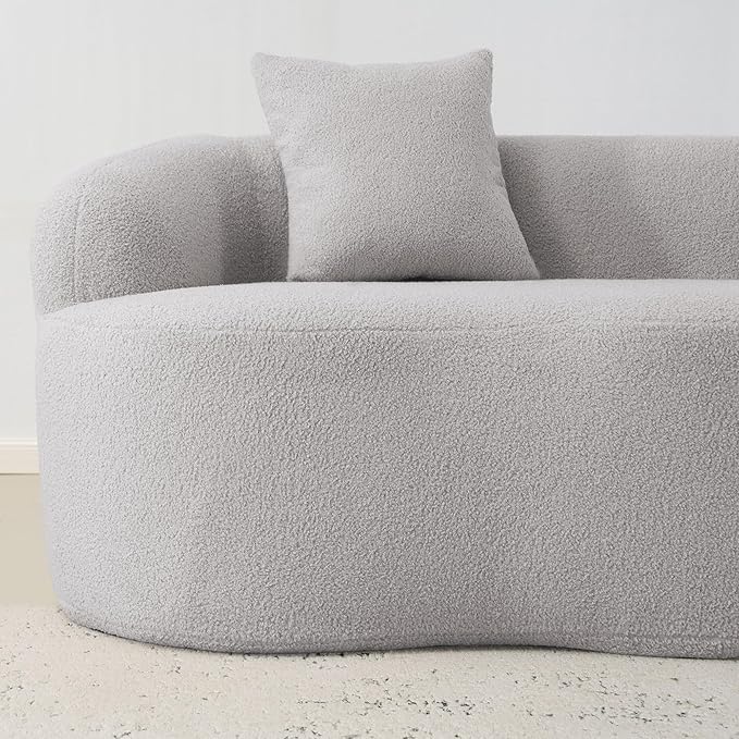 Aoowow 69.63 Curved Loveseat Sofa Modern Minimalist Sofa Comfy Cloud Deep Seat 2 Seater Sofa with 2 Pillows Compression Couch with Round Armrest for Living Room Small Space Grey