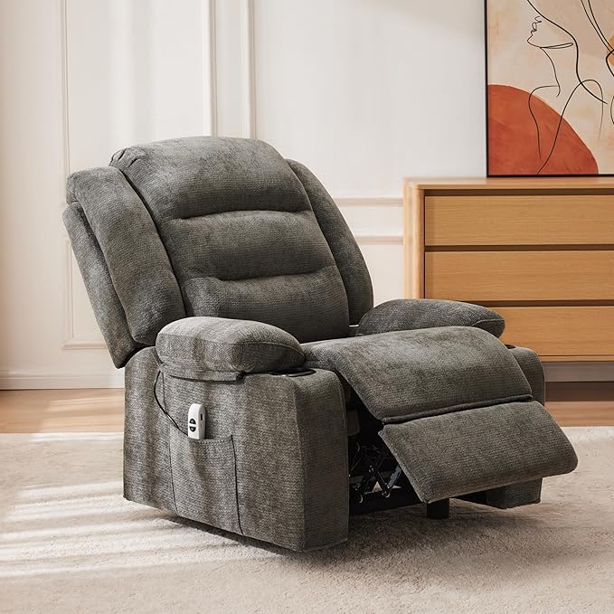 Power Recliner Chair with Cup Holders Electric Recliner Chair for Adults Living Room Reclining Chair Home Theater Seating Lounge Chair (1 Gray)