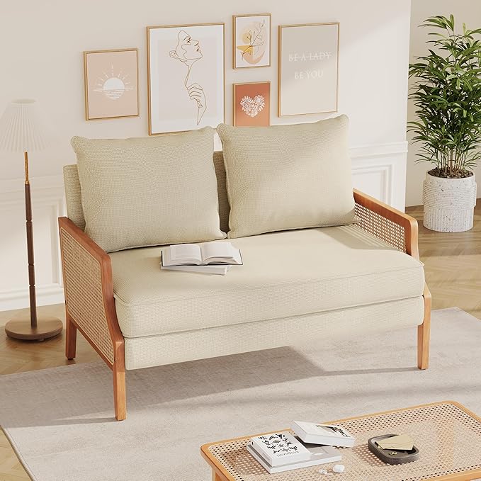 HAOBO Home 2 Piece Living Room Furniture Sets Loveseat Sofa Settee Bench with 1 Single Sofa Accent Chair Modern Small Couches for Small Spaces