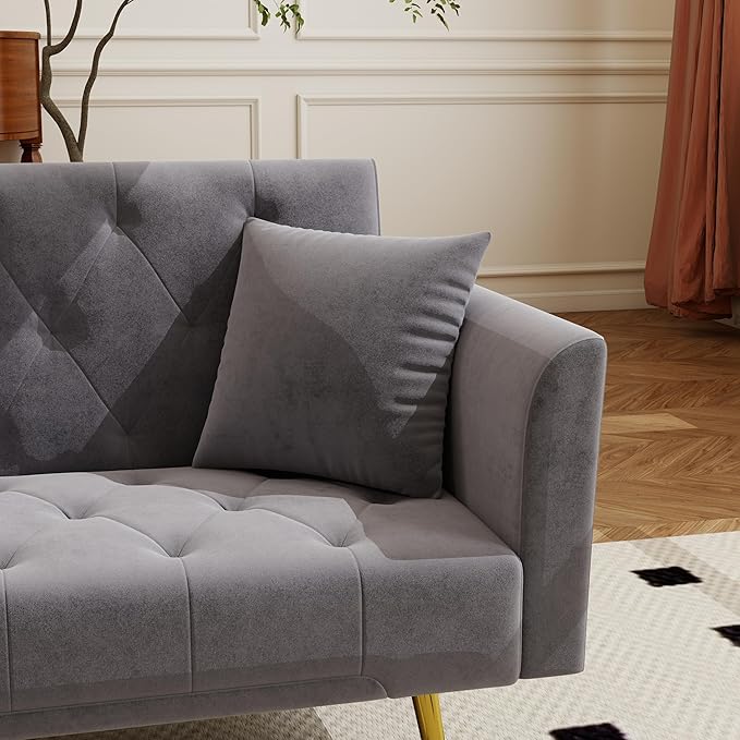 KEIKI 72 2Seat Velvet Sofa Couch for City Apartment Small Space Style Conscious Homeowners Warm Inviting Comfy Supportive Rest Space Elegant Premium Premium Design Gray