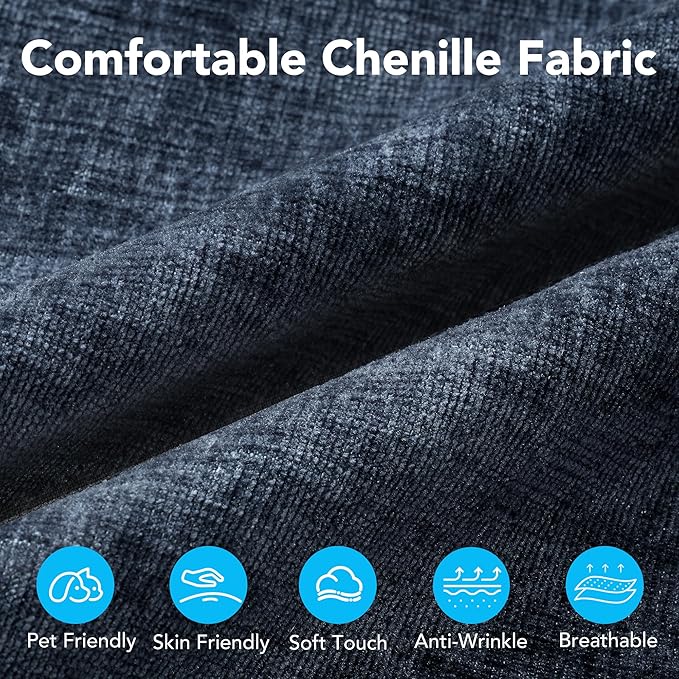 86.6 Modular Sofa Modern Boneless Sectional Sofa with Footstool No Assembly Required Extra-deep Chenille Fabric Seat L-Shaped Chaise Lounge Sofa Suitable for Living Room(Blue)