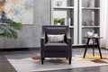 Accent Armchair Living Room Chair with Nailheads and Solid Wood Legs Charcoal Linen