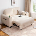 LINSY HOME Pull Out Loveseat Sofa Sectional Sleeper Sofa Plush Corduroy Love Seat Couch Pullout Modular Sectional Couches for Living Room Apartment Bedroom (Beige)