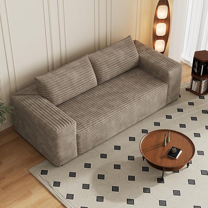 Eafurn Memory Foam Boneless Loveseat Sofa Couch 3-Seater Upholstered Sofa with Corduroy Fabric and Wider Armrest No Assembly Sofa for Living Room Bedroom &amp Apartment | Sturdiness Breathable ma