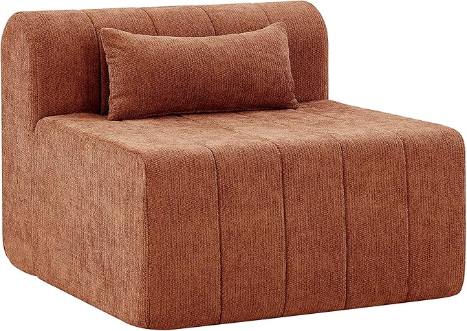 Christopher Knight Home Flarin 145.5 Convertible Sectional Sofa Couch L-Shape Home Sofa Living Room 4 Seat Sectional Sleeper Sofa Fabric Upholstered Comfy Cloud Couch No Assembly Orange