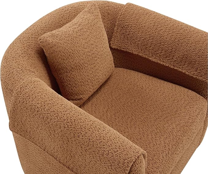 FLEXISPOT Swivel Barrel Accent Chair with Ottoman 360 Degree Swivel Round Chairs with Removable Throw Pillow Upholstered in Chenille Reading Sofa for Living Room Bedroom (Yellow)