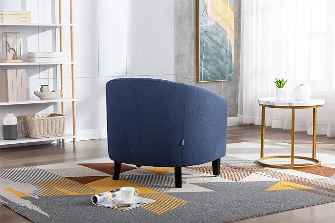 Barrel Chairs with Soft Padded Armrest Club Chairs with Nailheads and Solid Wood Legs for Living Room Bedroom Waiting Room (Linen)