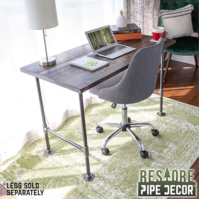 Restore by Pipe DÉCOR Solid Wood Office Desk Top Reclaimed Ponderosa Pine Wood in Trail Brown 48 in. x 24 in. x 1.25 in.