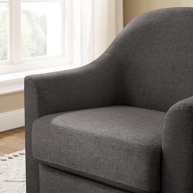 VANOMi Swivel Accent Chair Swivel Barrel Chair Modern Upholstered Round Armchair Comfy Club Reading Chairs for Adults Reading Accent Chairs for Living Room Bedroom Office (Dark Grey)