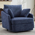 Aoiy &amp Wifon 40.55 W Oversized Swivel Accent Chair Modern Comfy Swivel Armchair for Living Room Woven Chenille Navy