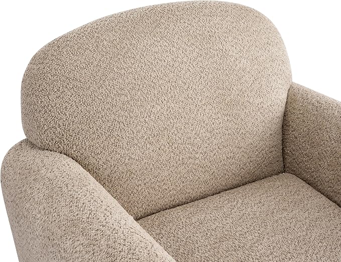 Christopher Knight Home Peysz Modern Accent Chair Boucle Upholstered Armchair with Rounded Wooden Legs Comfortable Single Sofa Soft Cushion Seating Lounge Chair Indoor Light Brown