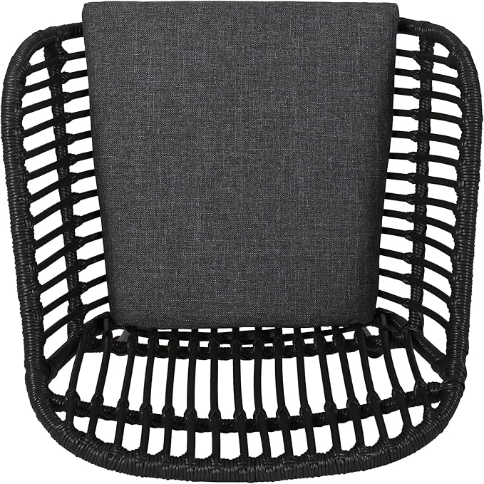 Christopher Knight Home Rodney Indoor Woven Faux Rattan Chairs with Cushions (Set of 2) Dark Gray Finish