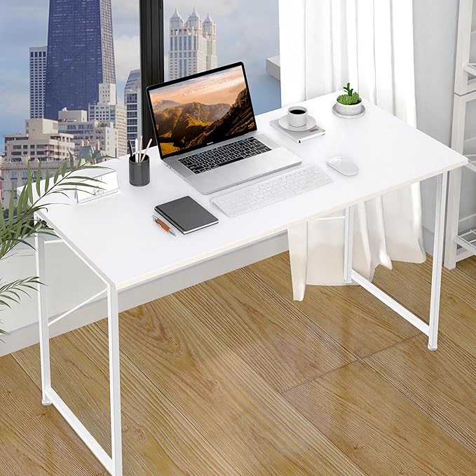 Small Space Writing Desk with Headphone Hooks Modern Simple Design Suitable for Study Home Office and Living Room