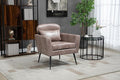 29.5 W Classical Accent Chair Armchair Upholstered Reading Chair Single Sofa Leisure Club Chair with Black Metal Leg and Throw Pillow for Living Room Bedroom Dorm Room Office Taupe Bronzing Suede
