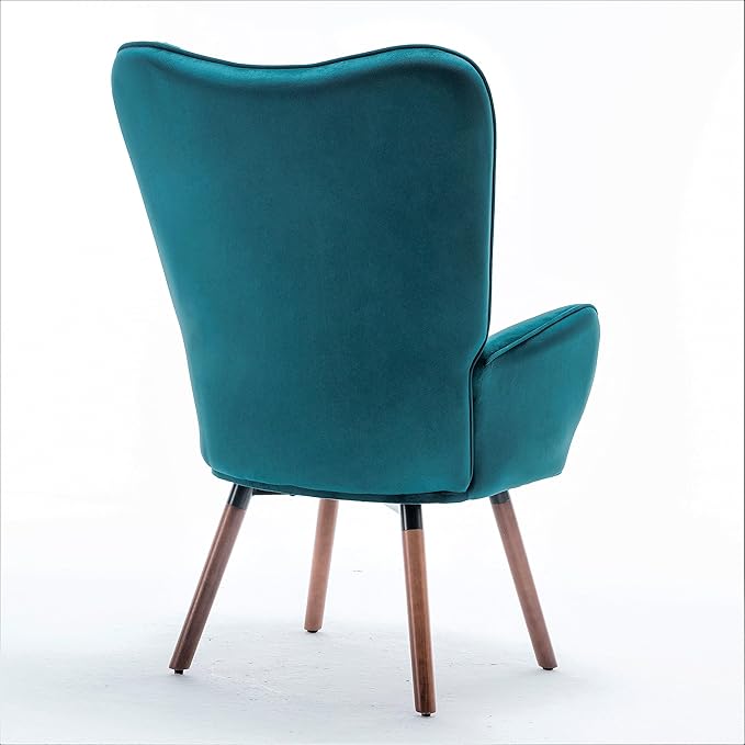 Chic Accent Arm Chairs for Living Room Bedroom or Home Office Button-Tufted Midcentury Armchair with Wingback Design and Splayed Legs Greynish Blue