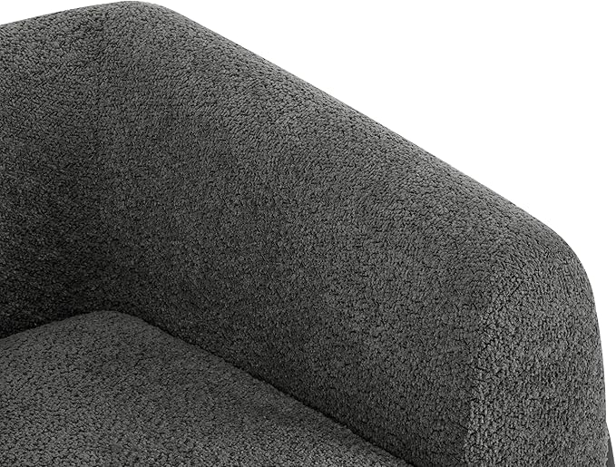 Christopher Knight Home Holly Modern Boucle Fabric Upholstered Club Chair for Living Room Home Office Apartment Relaxing Chair with Removable Cushion and Birch Wood Legs Dark Gray + Walnut