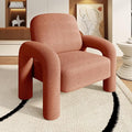 Modern Sherpa Accent Chair Teddy Upholstered Arm Single Sofa Cozy Fluffy Reading Chair for Living Room Bedrooms Corner (Orange)