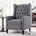 Mid Century Wingback Recliner Fabric Push Back Recliner Chair Single Rolled Armchair Sofa with Rivet Decoration Accent Chairs with Stable Hump Feet for Living Room (Grey)