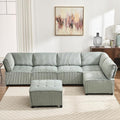 121 Inch Cloud Modular Sectional Sofa Oversized U Shaped Modular Couch with Reversible Chaise 6 Seat Comfy Convertible Sectional Sofa with Ottoman for Living Room Mint Green