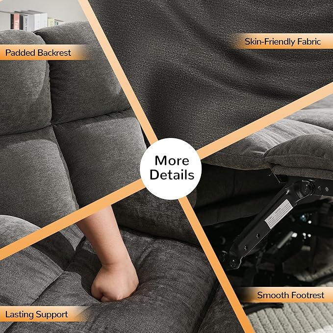 Oversized Loveseat Recliner Sofa Big Large Reclining Sofa with Cup Holders &amp Side Pockets Traditional 2-Seater Manual Recliner Couch for Living Room RV Home Theater Double Recliner (FabricGr