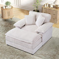 TTK Oversized Chaise Lounge Chair with Ottoman - 39.17 Wide Modern Sleeper Sofa for Living Room Bedroom &amp Office - Deep Seat Sectional Couch with Pillow Comfortable Reading ChairWhite
