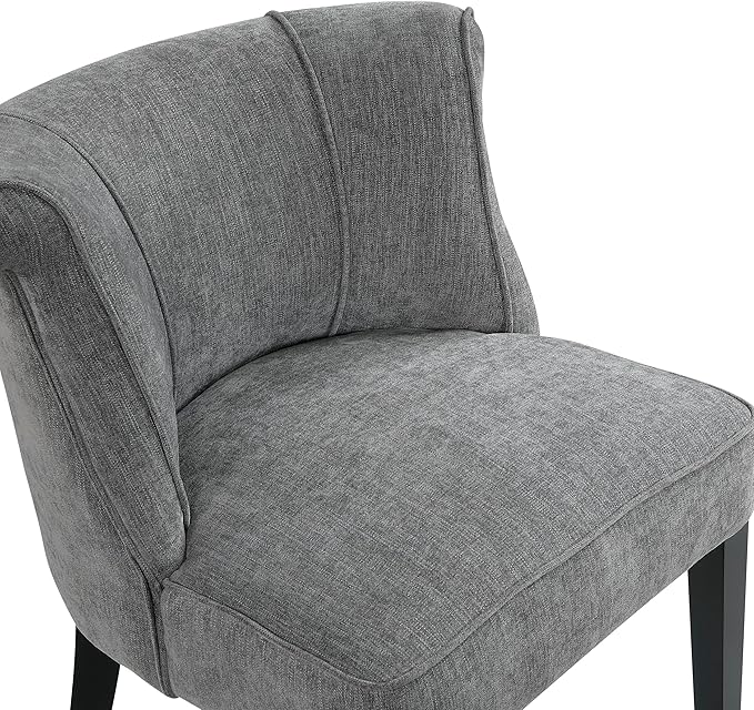 Lexicon Accent Chair Textured Fabric Upholstered Armless Seat with Solid Wood Legs Curved Back Comfy Side Chairs for Living Room/Bedroom/Office/Waiting Area Charcoal