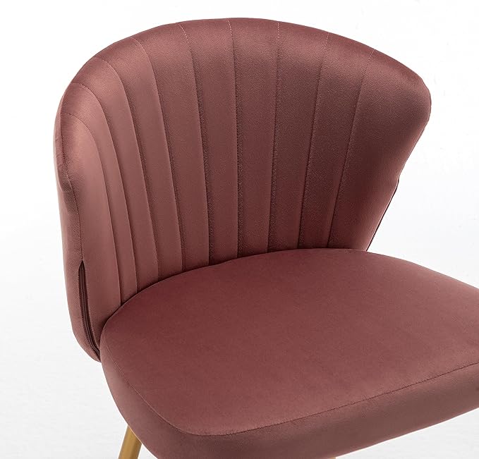 Modern Velvet Accent Chair for Living Room Bedroom Entryway or Small Spaces with Channel-Tufted Design Comfortable and Trendy Armless Seat Rose