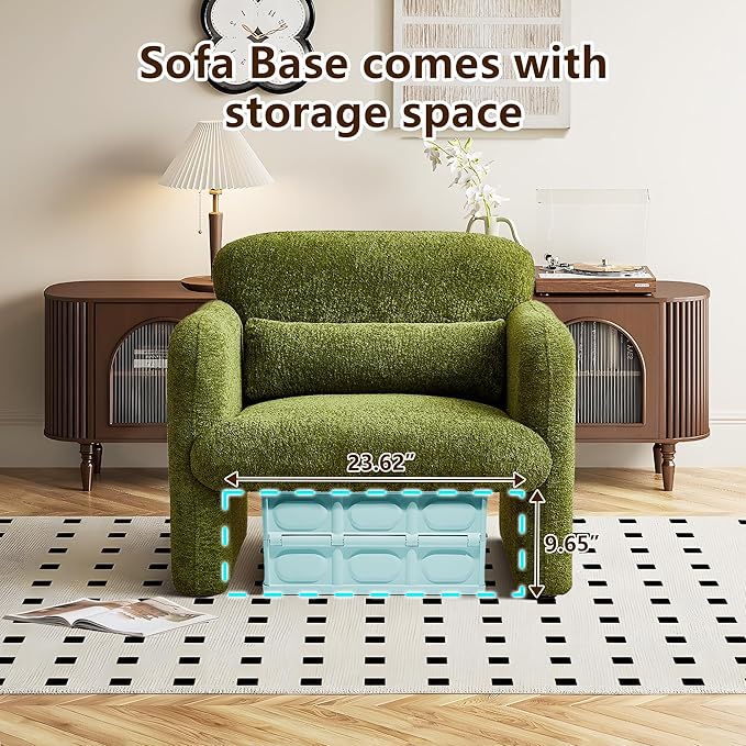 Modern Accent Chair 33.86inch Upholstered Comfy Reading Armchair with Solid Wood Legs &amp High-Density SpongeVelvet Simple Leisure Sofa Chair for Living Room Bedroom Small SpacesGray