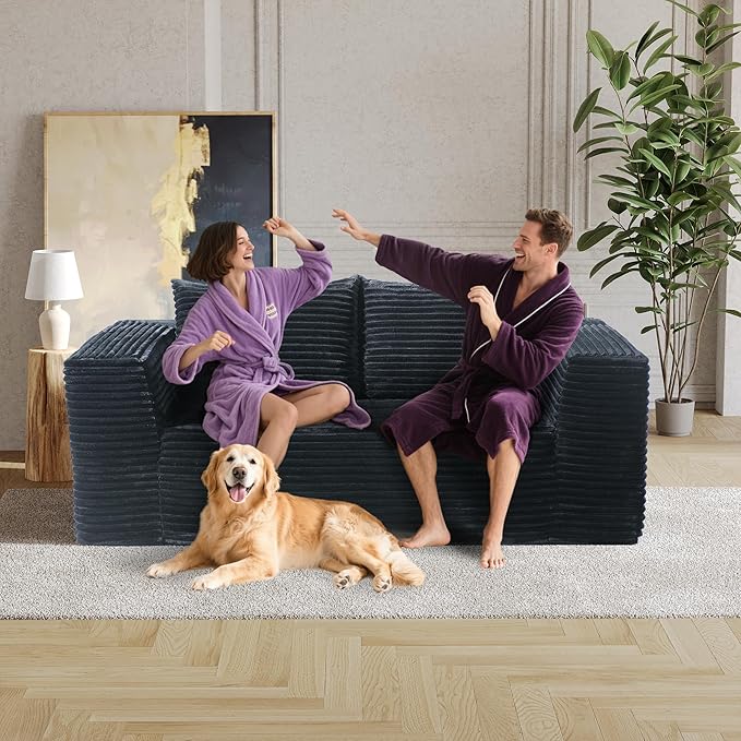 Sofa 71 Loveseat Sofa-in-a-Box Deep Seat Couch No Assembly Required Comfy Plush Corduroy for Living Room Bedroom Office
