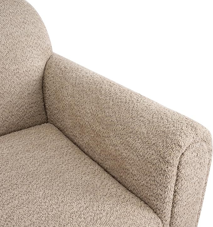 Christopher Knight Home Peysz Modern Accent Chair Boucle Upholstered Armchair with Rounded Wooden Legs Comfortable Single Sofa Soft Cushion Seating Lounge Chair Indoor Light Brown