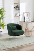30.32 W Accent Chair Upholstered Curved Backrest Reading Chair Single Sofa Leisure Club Chair with Golden Adjustable Legs for Living Room Bedroom Dorm Room (Green Boucle)
