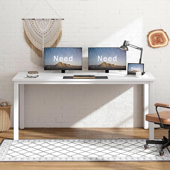 Need Large Computer Desk 70.8 x 31.5 inches Conference Table Large Office Desk Writing Table Workstation for Home OfficeWhite ND-10FJGSAC3-180WW