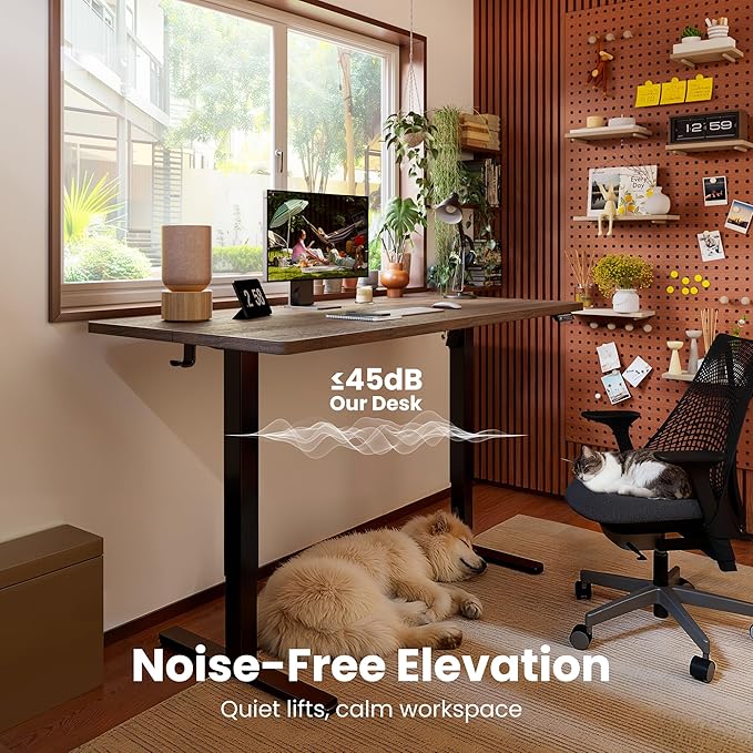 ErGear Height Adjustable Electric Standing Desk 71 x 30 Inches Sit Stand up Desk Memory Computer Home Office Desk Dark Walnut
