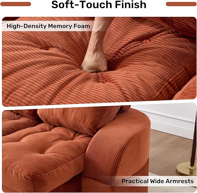 Convertible Sofa Bed3-Seater Boneless Couches for Living Room 2 in 1 Folding CouchFold Out Floor Couch with PillowsCloud Floor LoveseatFloor Futon Sleeper for Living Room Bedroom LoungeOrange