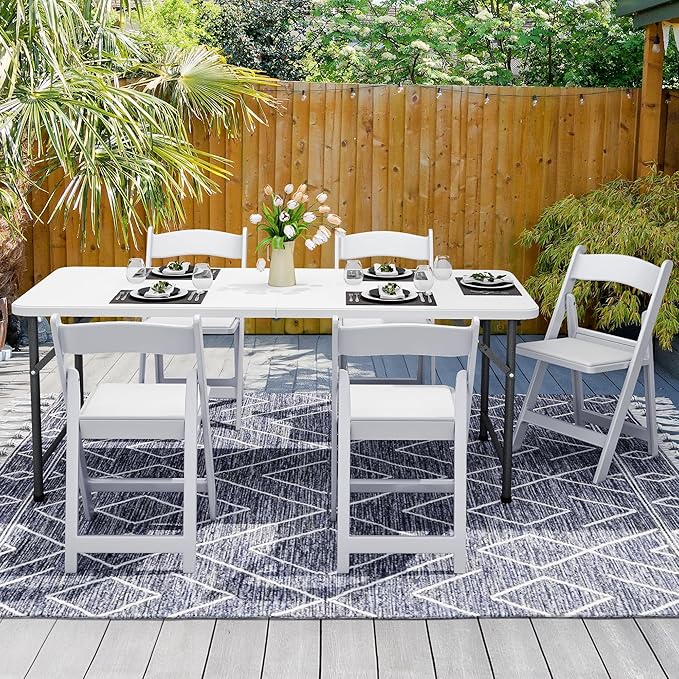 YITAHOME White Folding Chairs Set of 16 Sturdy Resin Folding Chairs with Padded Seat for Extra Comfort (550 lbs) Stackable White Chairs for Events Weddings Parties Picnics Yoga